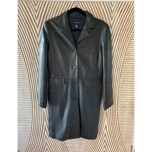 Ann Taylor Genuine Black Leather Trench Coat